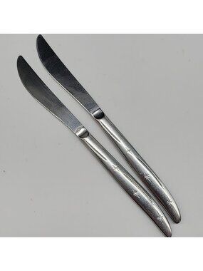 Vintage Stainless Steel Butter Knives With Starburst Pattern MCM